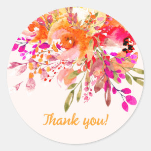 Bright Floral Romantic Party Thank You Classic Round Sticker