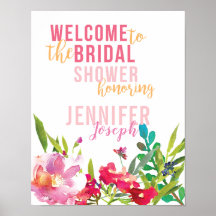 Bright Floral Shower Welcome Sign