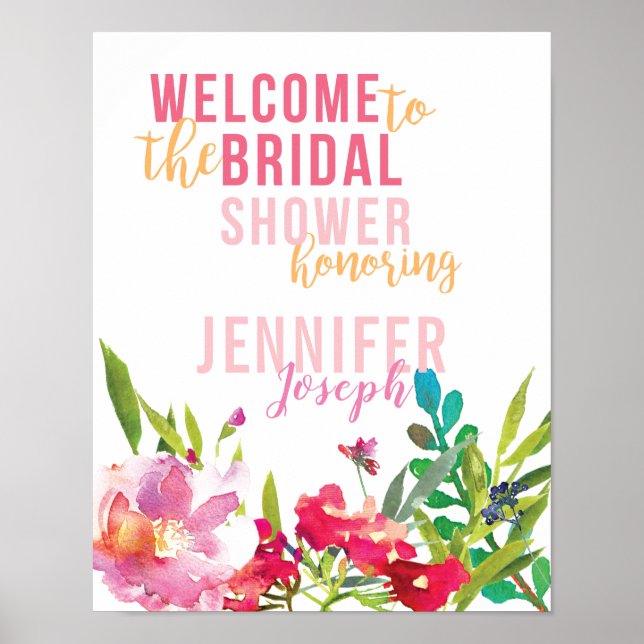 Bright Floral Shower Welcome Sign (Front)