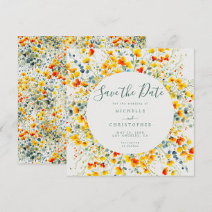 Bright Floral Square Wedding Save The Date
