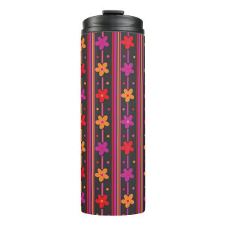 Bright floral stripe thermal tumbler