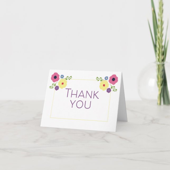 Bright Floral Thank You Card (Front)