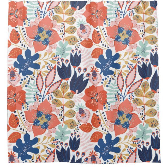 Bright floral vintage: Scandinavian style. Shower Curtain (Front)