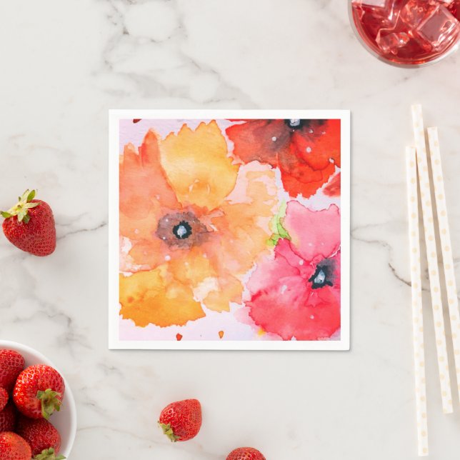 Bright Floral Watercolor Napkin (Insitu)