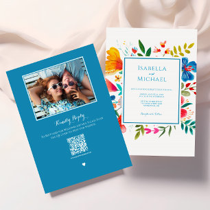 Bright Floral Watercolor Wedding Invitation