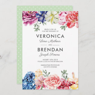 Bright Floral Watercolour Wedding invitation