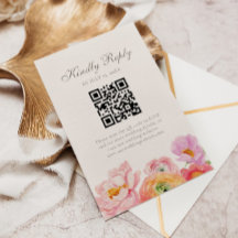 Bright Floral Wedding QR RSVP Card