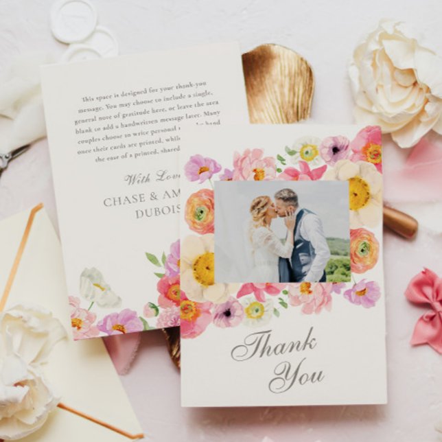 Bright Floral Wedding Thank You Card (Creator Uploaded)