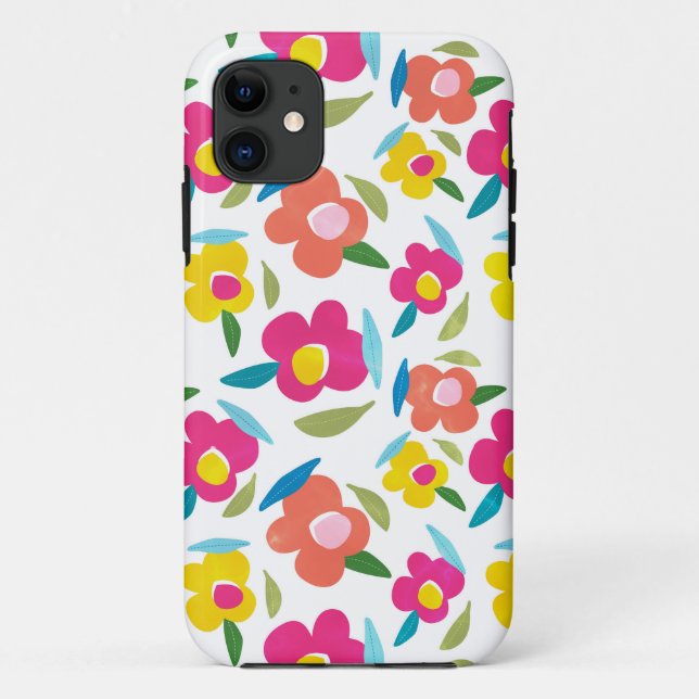 Bright Florals on White Case-Mate iPhone Case (Back)