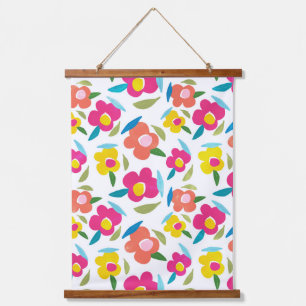 Bright Florals on White Hanging Tapestry