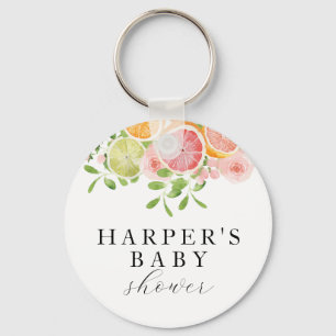 Bright flower and citrus baby shower key ring