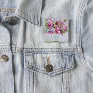 Bright Flower Bouquet 15 Cm Square Badge