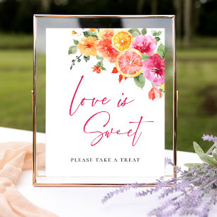 Bright Flower Citrus Slice Bridal Love is Sweet Poster