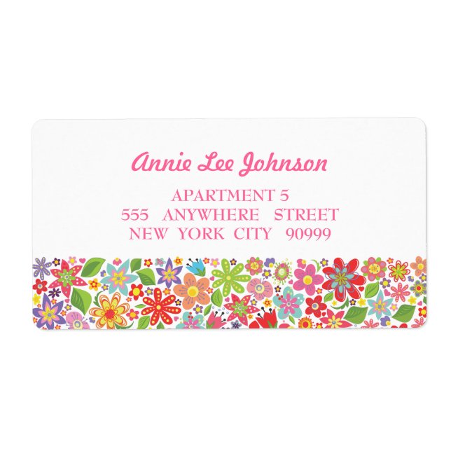 Bright Flower Garden Personalised Address Labels (Front)