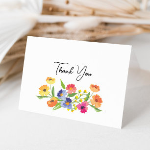 Bright Flower Garden Pink Orange Bridal Shower Thank You Card