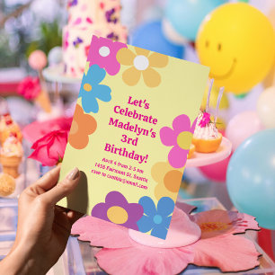 Bright Flower Power Birthday Invitation