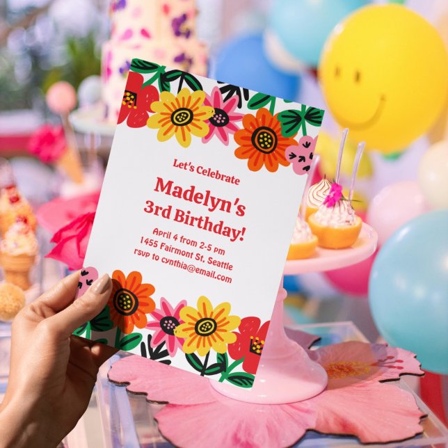 Bright Flower Power Birthday Invitation (Creator Uploaded)