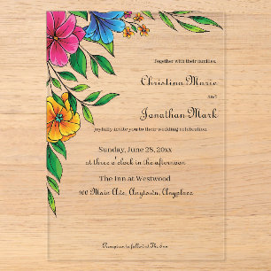 Bright Flower Spring Summer Wedding Acrylic Invitations