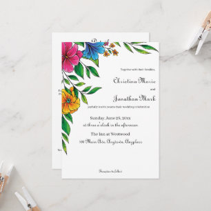 Bright Flower Spring Summer Wedding QR code Invitation