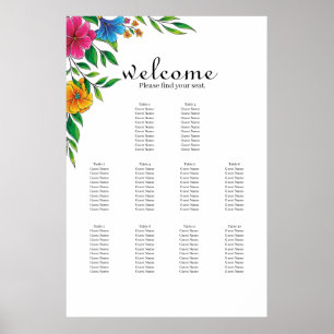 Bright Flower Spring Summer Wedding Seating Chart