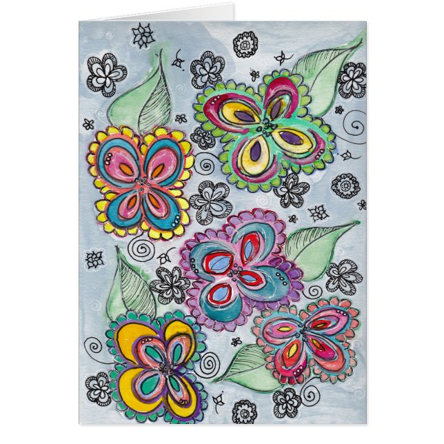 Bright Flower Watercolor card (Front)