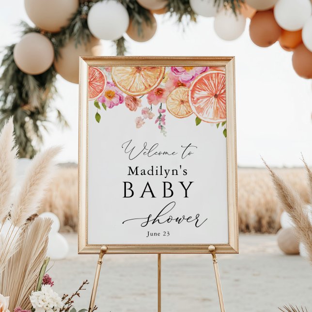 Bright Flowers and Citrus Baby Shower Welcome Poster (Creator Uploaded)
