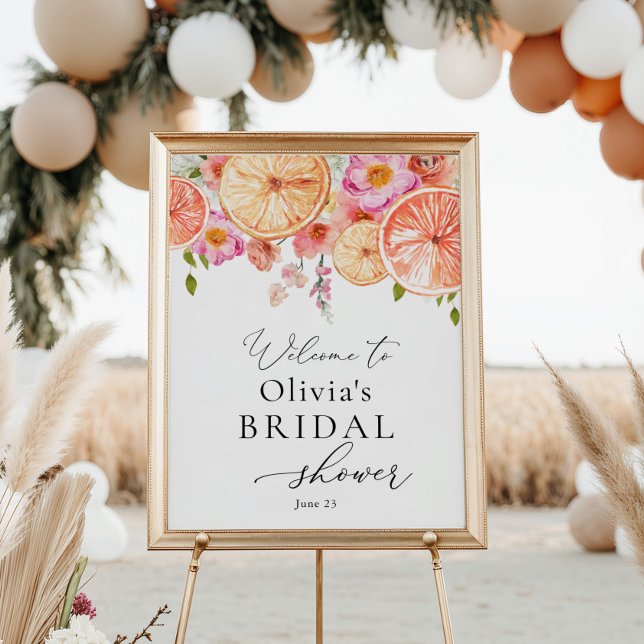Bright Flowers and Citrus Bridal Shower Welcome Poster (Creator Uploaded)