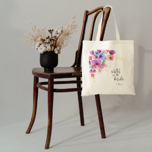 Bright Flowers and Gold Sister of the Bride Tote Bag