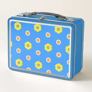 Bright Flowers and Polka Dots Metal Lunch Box
