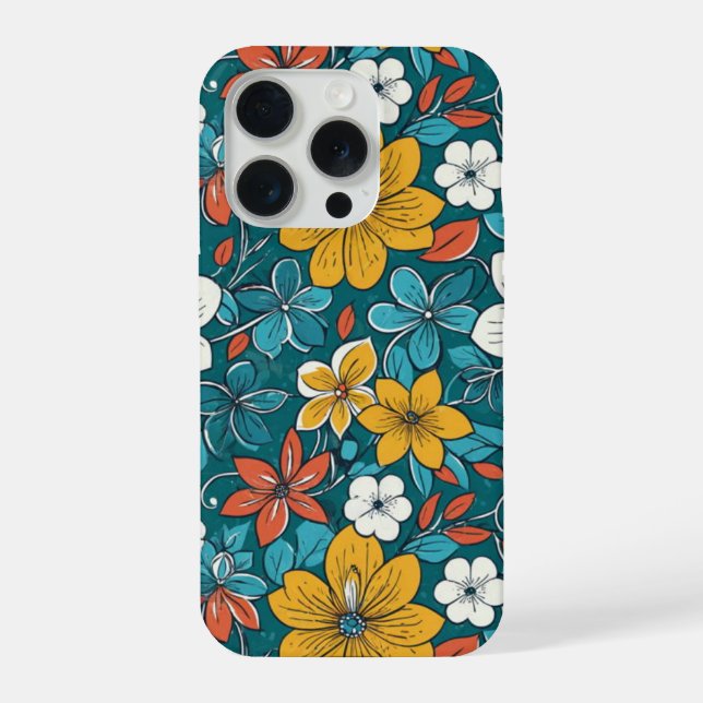 Bright Flowers, Dark Background iPhone Case (Back)