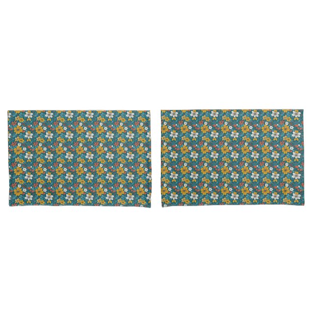 Bright Flowers, Dark Background Pillowcase (Front-Set)