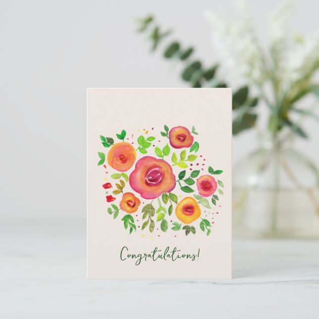 Bright Flowers Floral Bouquet Congratulations  Postcard (Standing Front)