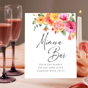 Bright Flowers Floral Citrus Bridal Mimosa Bar Poster