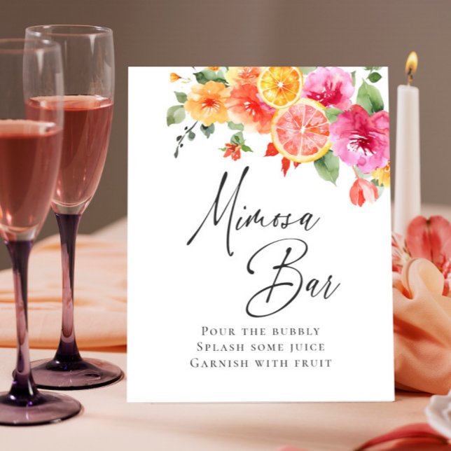 Bright Flowers Floral Citrus Bridal Mimosa Bar Poster (Creator Uploaded)