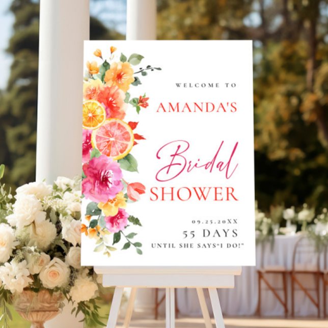 Bright Flowers Floral Citrus Bridal Shower WELCOME Poster (Creator Uploaded)