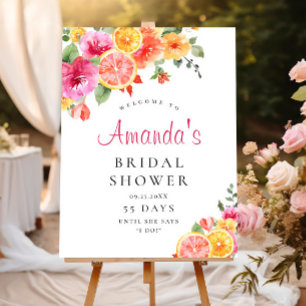 Bright Flowers Floral Citrus Bridal Shower WELCOME Poster