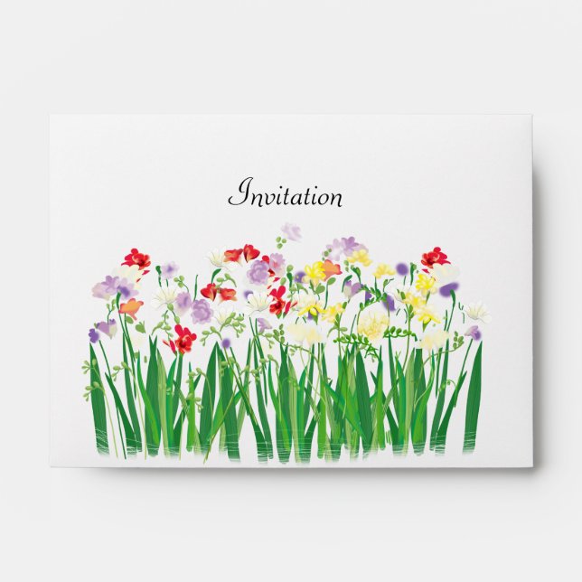 bright flowers in botanical style on the theme of  envelope (Front)