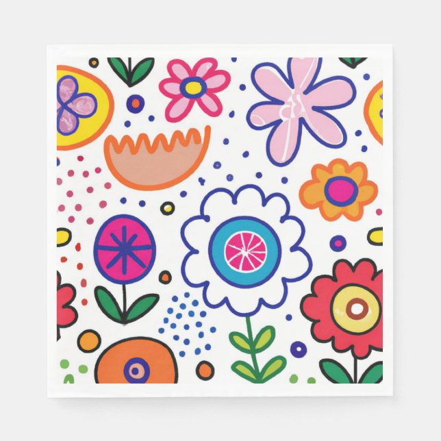 Bright flowers in cartoon napkin (Front)
