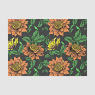 Bright Flowers Pop from Black Background Tissue Paper