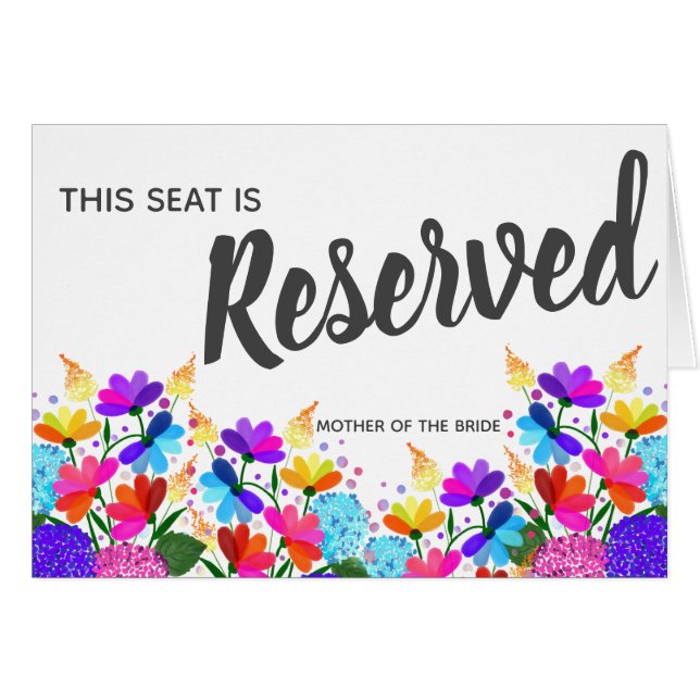 Bright Flowers Reserved Seat Wedding Sign (Front Horizontal)