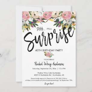 Bright Flowers Surprise Birthday Retirement Party Invitation