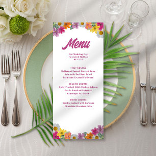 Bright Flowers Tropical Wedding Menu Wedding