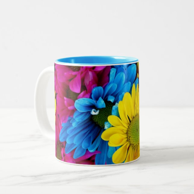 Bright Flowers Two-Tone Coffee Mug (Front Left)