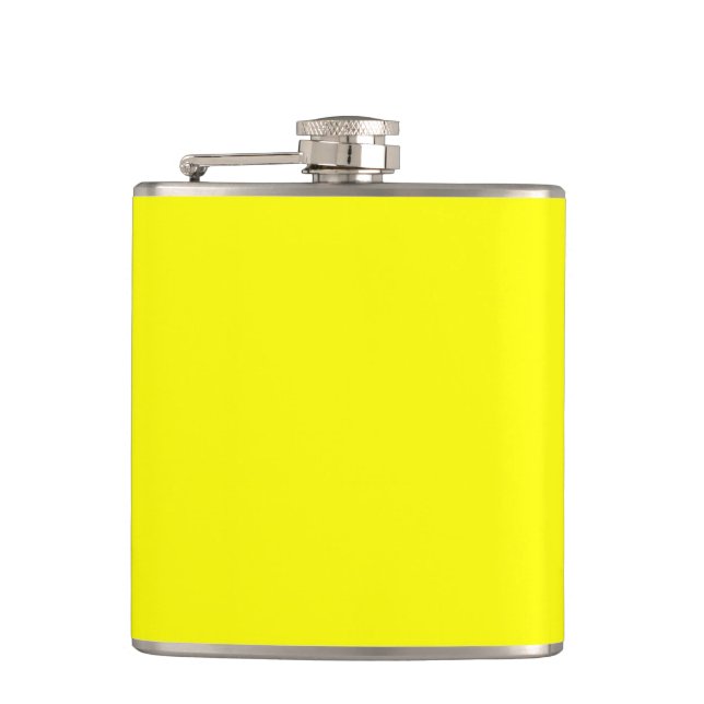 Bright Fluorescent Yellow Neon Hip Flask (Front)