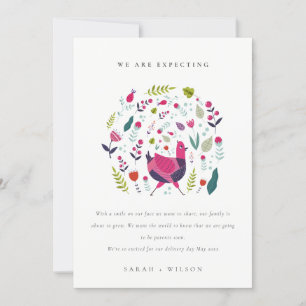 Bright Folk Farm Floral Birdie Baby Announcement