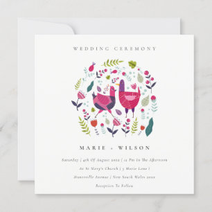 Bright Folk Farm Floral Love Birds Wedding Invite
