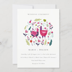 Bright Folk Farm Floral Love Birds Wedding Invite