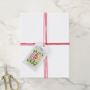 Bright Foxglove Flowers HAPPY BIRTHDAY Gift Tags