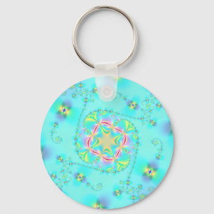 Bright Fractal Art Key Ring