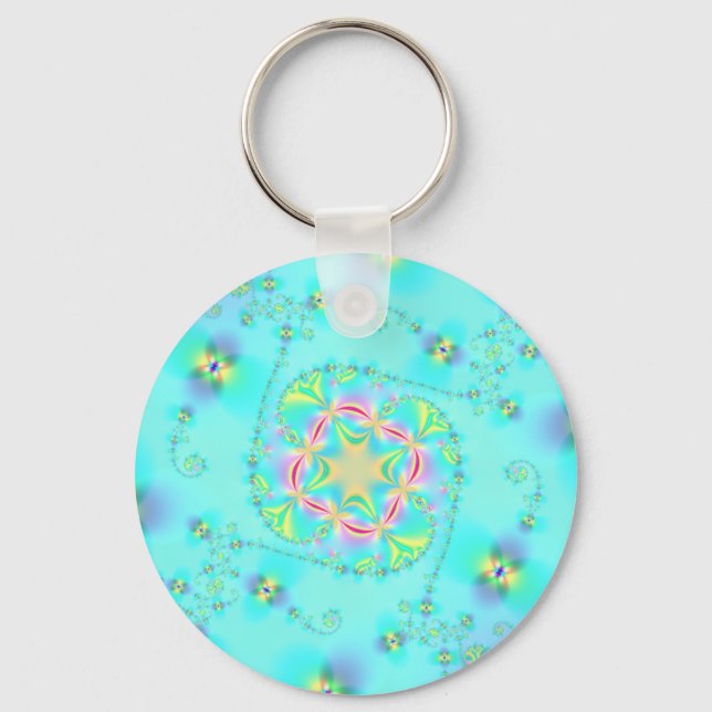 Bright Fractal Art Key Ring (Front)